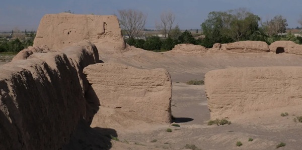 高台骆驼城遗址全景航拍图