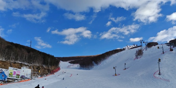 崇礼万龙滑雪场雪道与雪山全景