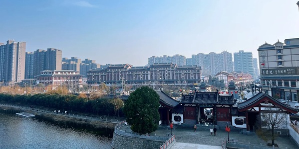 夏邑县长寿阁与天龙湖全景