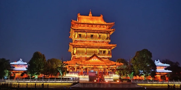 枣庄市台儿庄区台儿庄古城夜景