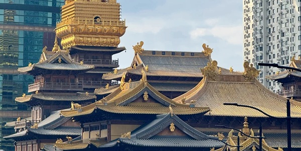 上海静安区静安寺都市风光