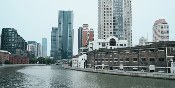 上海普陀区苏州河风光