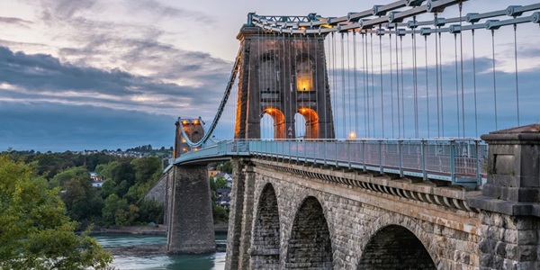 Panoramic view of Menai Suspension Bridge