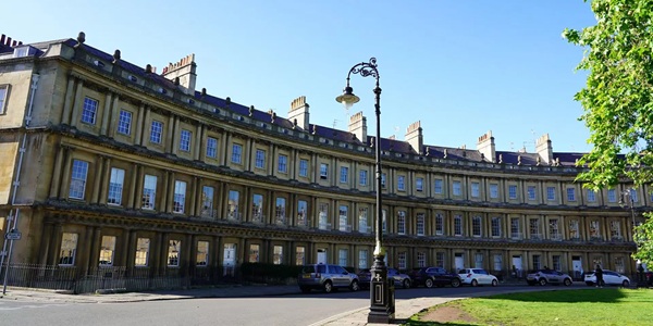 The Circus three-order curved buildings with central ancient trees