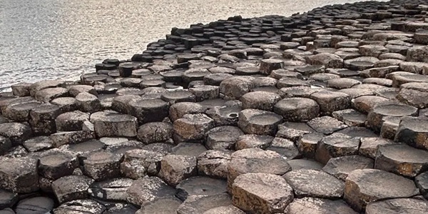Giant's Causeway hexagonal basalt columns and Antrim Coast