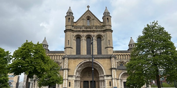St Anne's Cathedral Romanesque façade and Spire of Hope