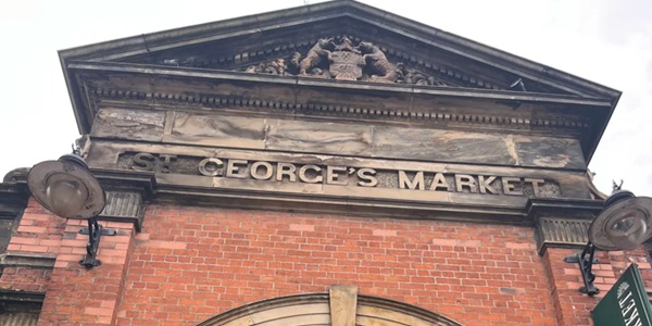 St George's Market red-brick Victorian indoor market with cast-iron columns