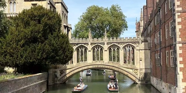 Bridge of Sighs Gothic Revival covered bridge reflected in the River Cam