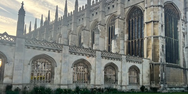 King's College Chapel fan vault and scenic River Cam view
