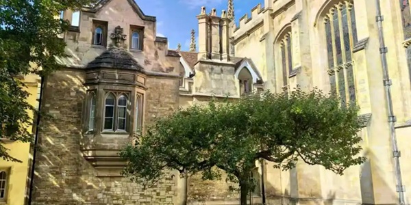 Trinity College Great Court with Great Gate and Newton's Apple Tree scenery