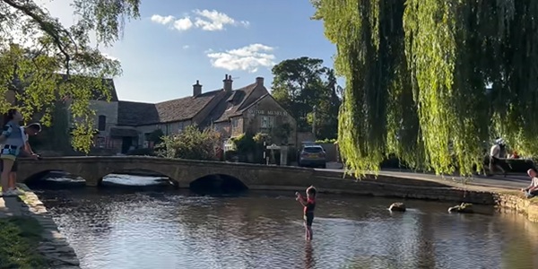 Bourton-on-the-Water Cotswolds River Windrush and low stone bridges