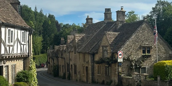 Cotswolds Castle Combe Water Lane and By Brook ancient bridge