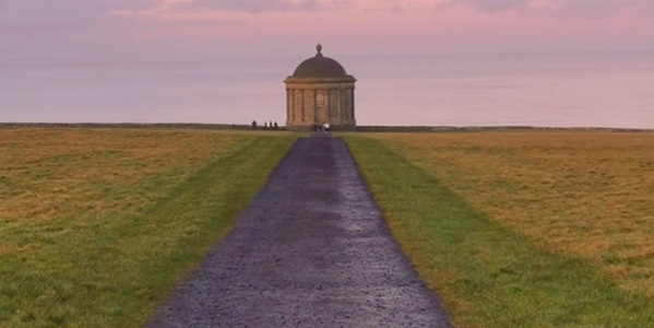 Mussenden Temple neoclassical circular building perched on Atlantic cliff edge