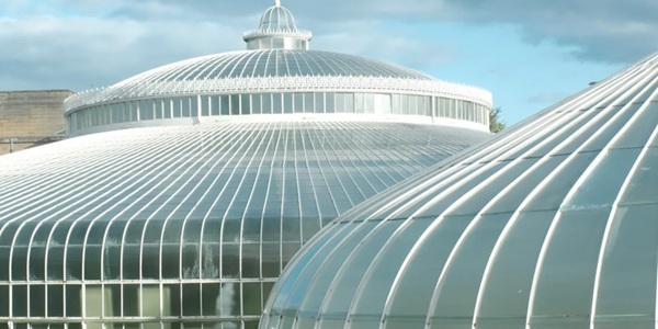 Glasgow Botanic Gardens Kibble Palace glasshouse and garden view