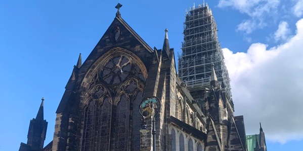 Glasgow Cathedral Gothic exterior and stained glass windows