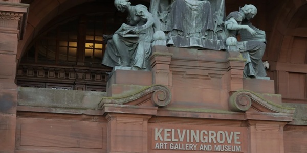 Kelvingrove Art Gallery red sandstone exterior and Dali masterpiece