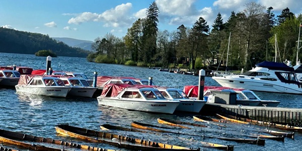 Bowness Pier swans and steam yacht
