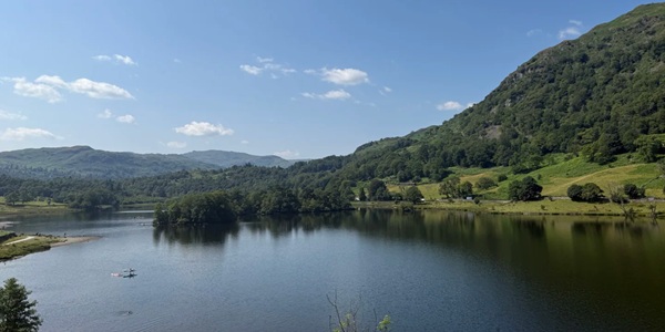 Windermere Lake steam yacht and mountain scenery
