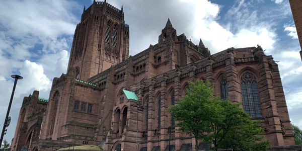 Liverpool Cathedral exterior and St James Mount panoramic view