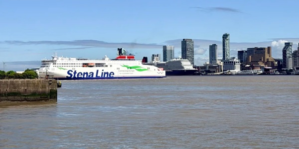 Liverpool Mersey Ferry River Explorer Cruise viewing the Three Graces skyline from the water
