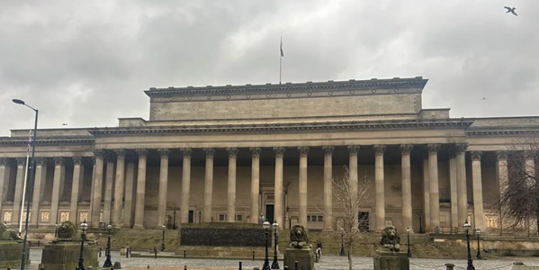 St George's Hall neoclassical exterior with colonnade
