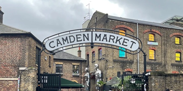 Camden Market London colourful umbrella street