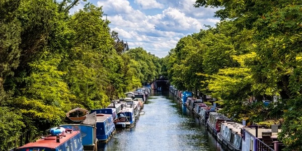 Little Venice London canal and colourful narrowboats
