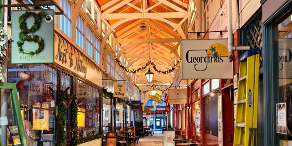 Oxford Covered Market Victorian arcade with colourful stalls