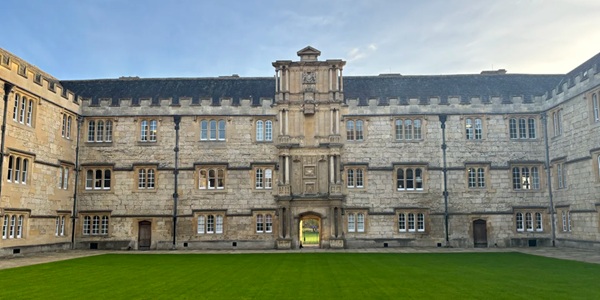 Merton College medieval quad with Gothic arcades