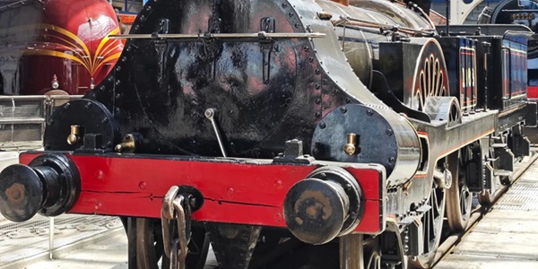 National Railway Museum Great Hall Mallard Steam Locomotive and Japanese Shinkansen Side by Side