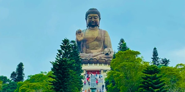 香港离岛区天坛大佛与昂坪360缆车全景