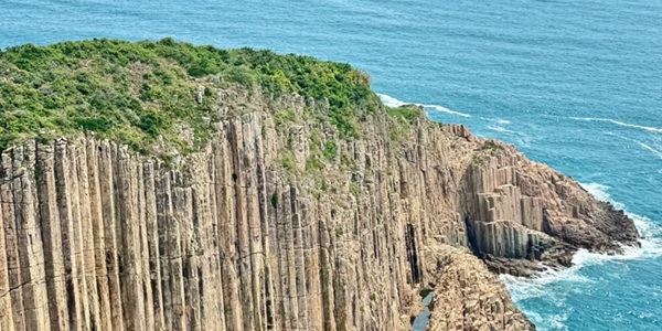 High Island Reservoir East Dam Hexagonal Rock Columns Panorama in Hong Kong Sai Kung District