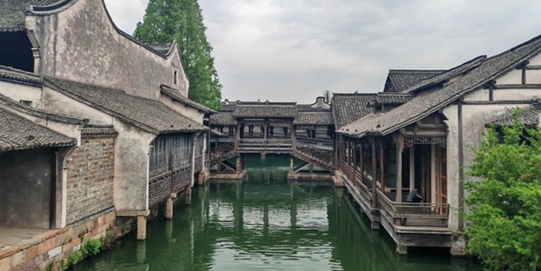 桐乡乌镇西栅全景图