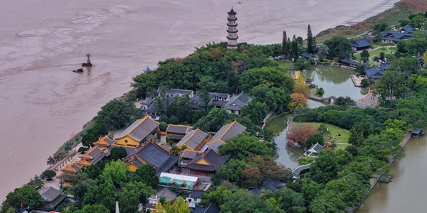 温州江心鹿城江心屿全景图